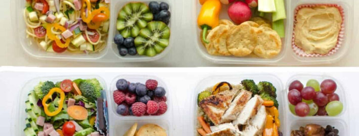 healthy lunch and snacks