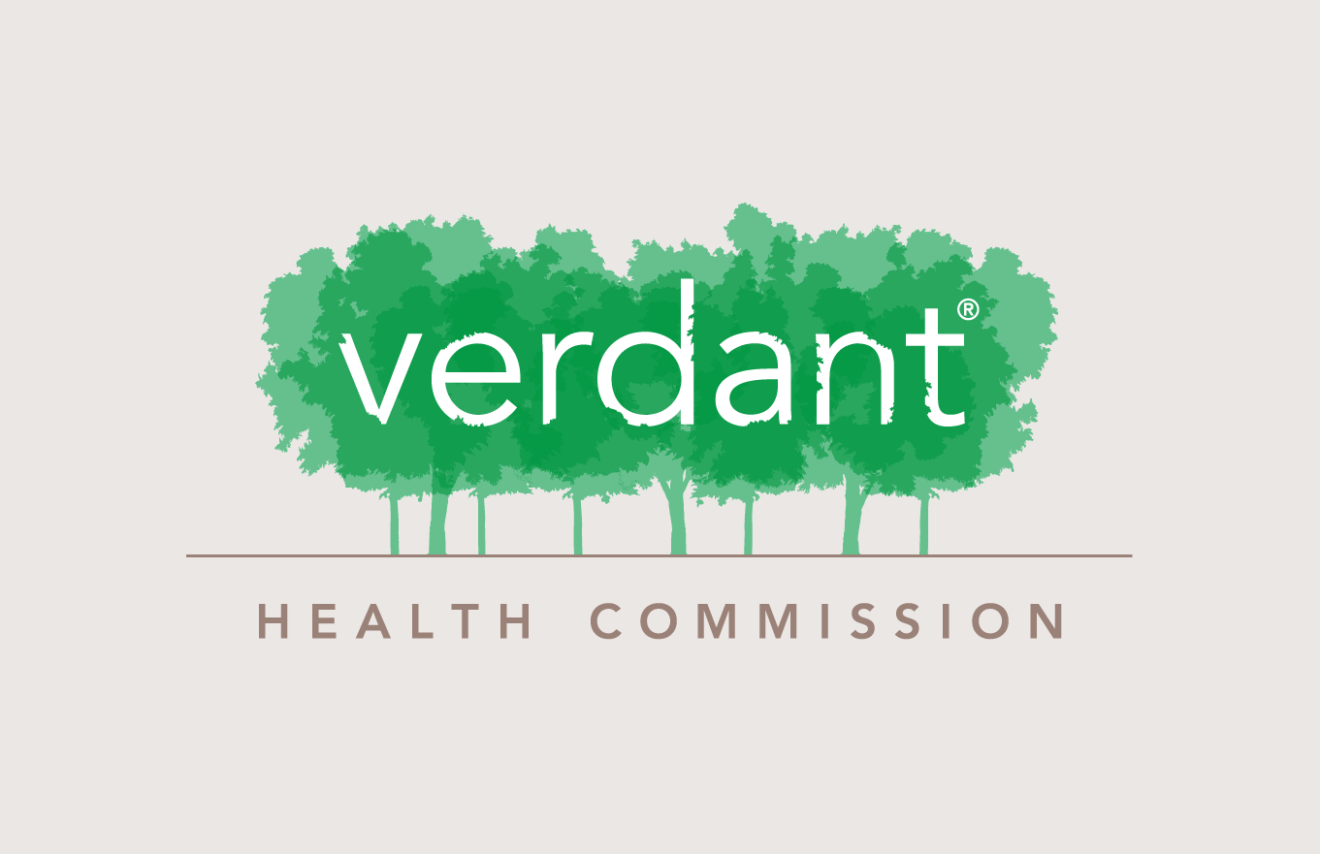 verdant health commission logo green tree with words verdant in canopy