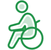 Green outline of person in wheelchair