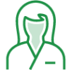 Green icon of doctor in lab coat