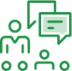 green icon of two people with conversation bubbles