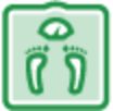 Green outline of feet on a weight scale