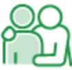Green outline of one person with their arm around another